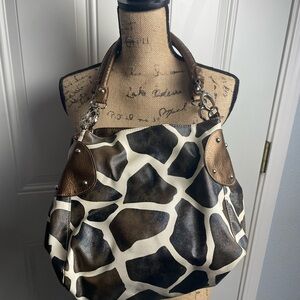 Bueno Black and Brown Patterned Shoulder Bag